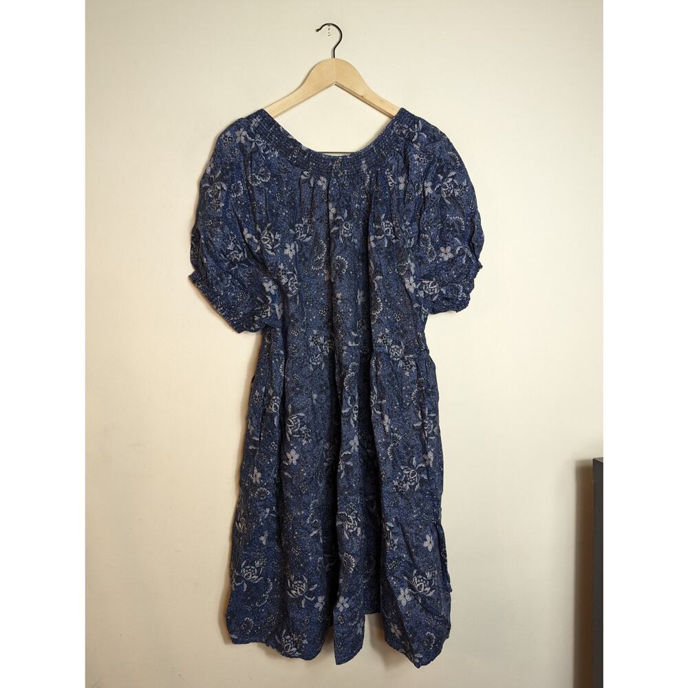 NWT Torrid Boho Cottagecore Floral Chambray Puff Sleeve Mini Smocked Dress - Picture 7 of 8